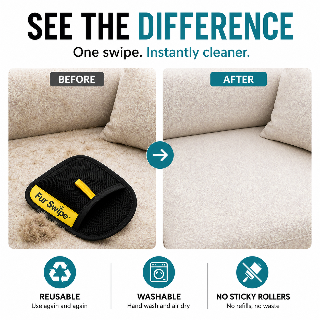 FurSwipe™ | Reusable Pet Hair Remover