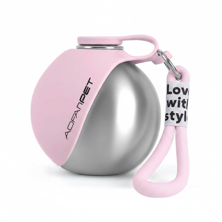 Portable Dog Water Bottle 10Oz Stainless Steel Travel Dog Water Dispenser with Bowl No-Spill Puppy Water Bottle for Walking Hiking Small Dog Water Bottle