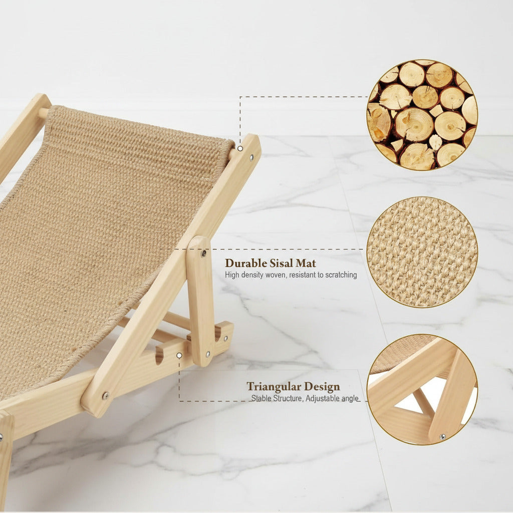 Sisal Cat Scratcher Bed with Adjustable 4-Position for Cats Scratcher Lounge, 2 in 1 Cat Sisal Chair for Indoor Cats Hammock for Scratching Pad, Natural Lounger Chair