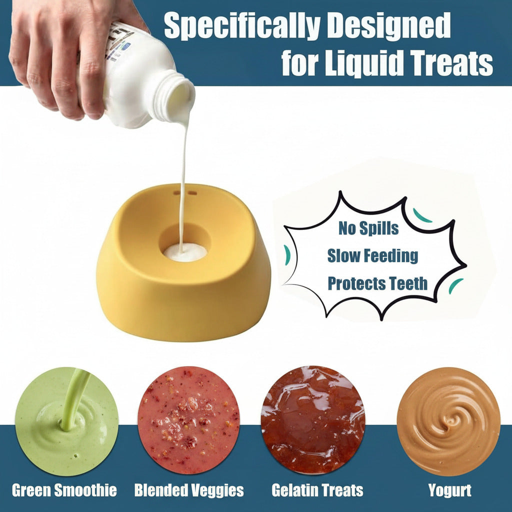 Lick and Roll Bowl for Dogs – No-Mess Slow Feeder for Bone Broth, Yogurt & Supplements | Lick and Roll Bowl with Anti-Spill Rolling Ball | for Senior Dogs, New Puppies & Post-Op Nutrition