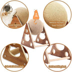 Cat Scratcher Toy,Natural Sisal Rope Cat Scratching Ball Scratcher Toy with Ball for Cats& Kittens&Dogs&Puppy, Interactive Solid Wood Scratcher Pet Toy (Small)