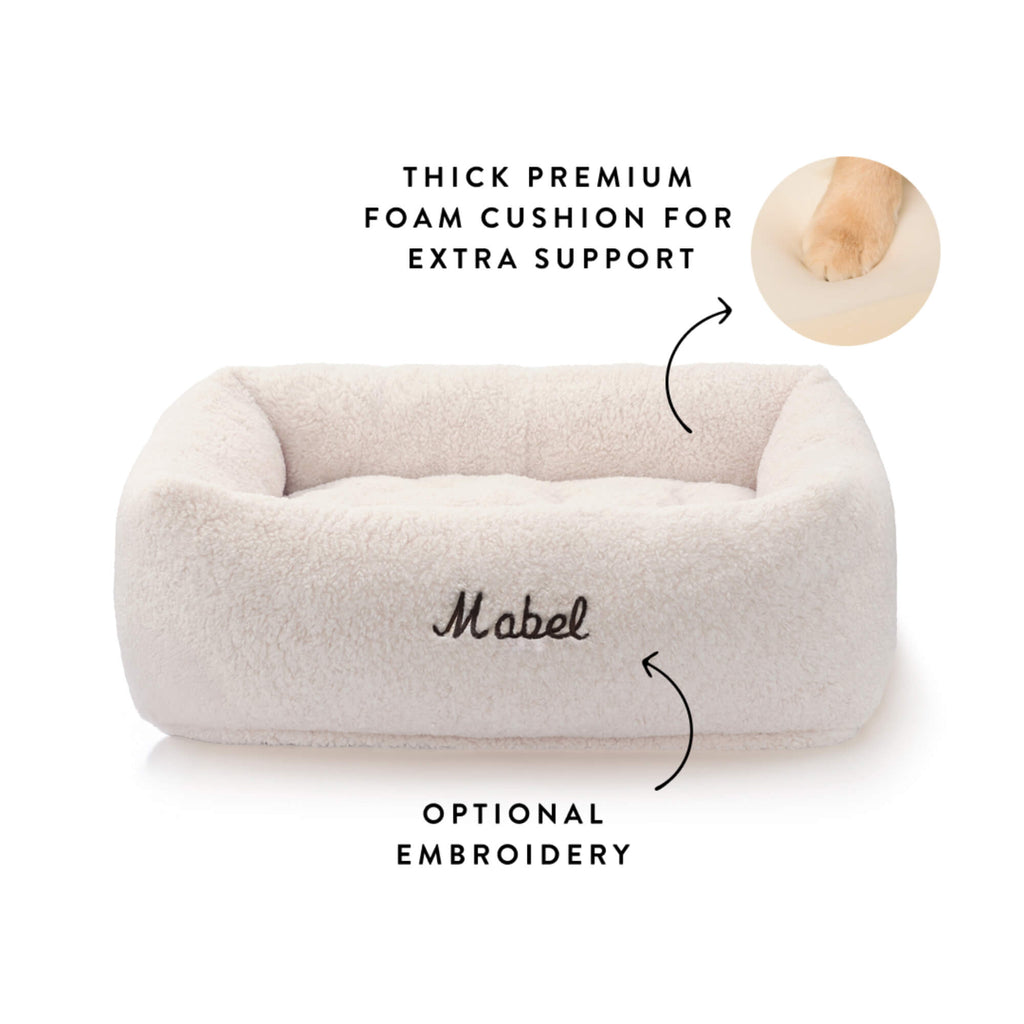 Ivory Recycled Sherpa Bolster Dog Bed