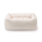 Natural Recycled Faux Fur Bolster Dog Bed