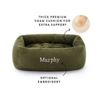 Olive Flannel Bolster Dog Bed