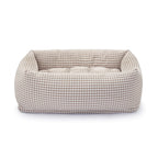 Mushroom Brown Gingham Bolster Dog Bed