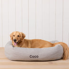 Charcoal Stripe Bolster Dog Bed