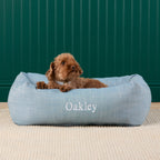 Chambray Blue Bolster Dog Bed
