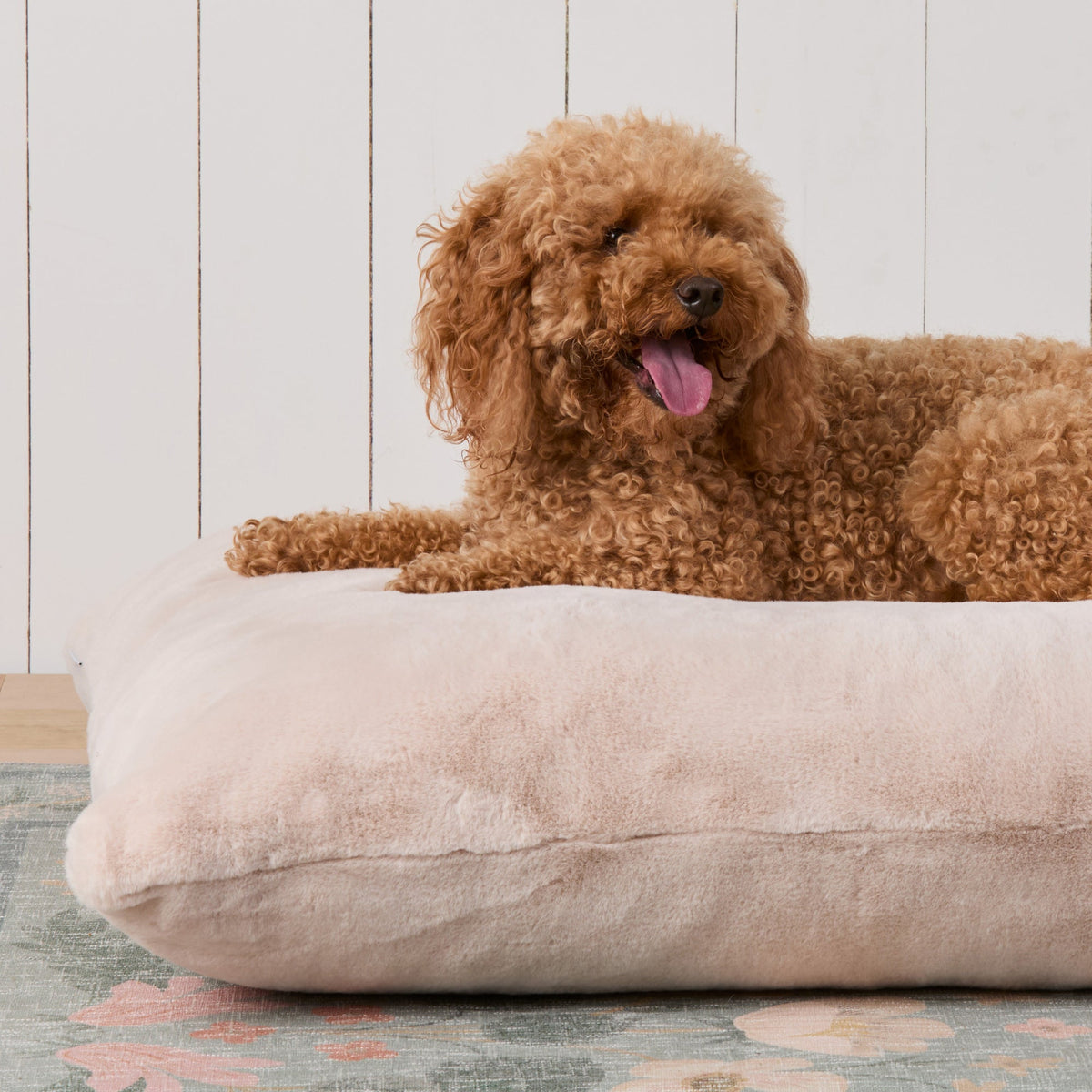 Natural Recycled Faux Fur Dog Bed