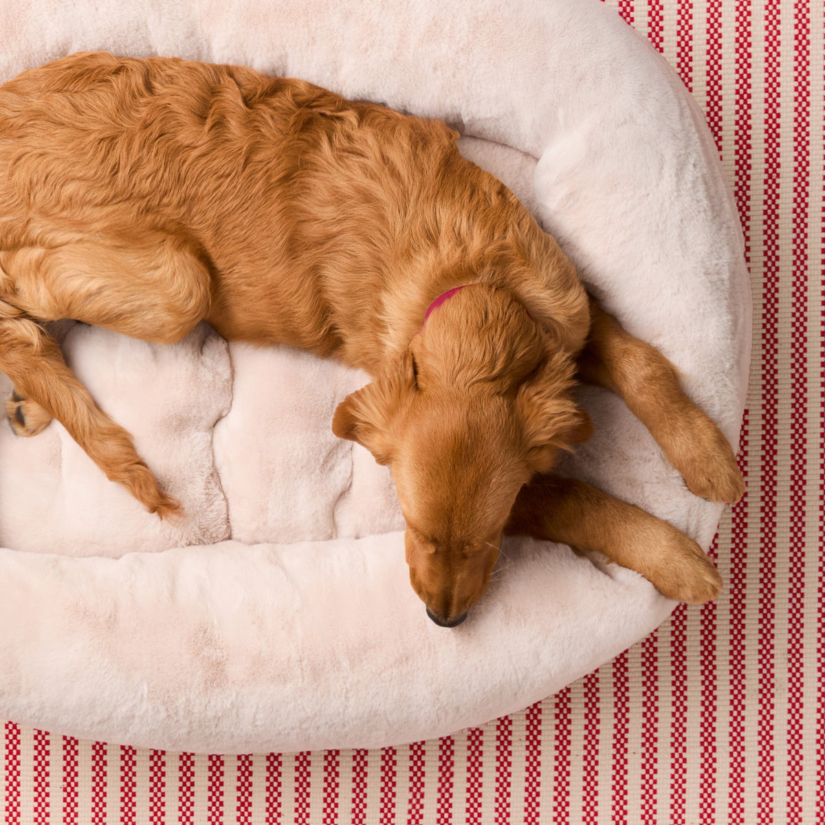 Natural Recycled Faux Fur Bolster Dog Bed