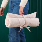 Blush Pink Gingham Bolster Dog Bed