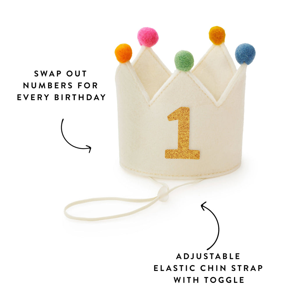 Ivory Dog Birthday Crown + Numbers Set