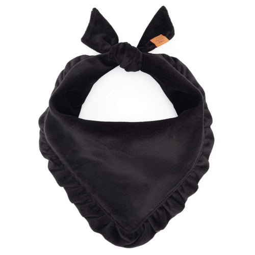 Black Velvet Ruffled Dog Bandana