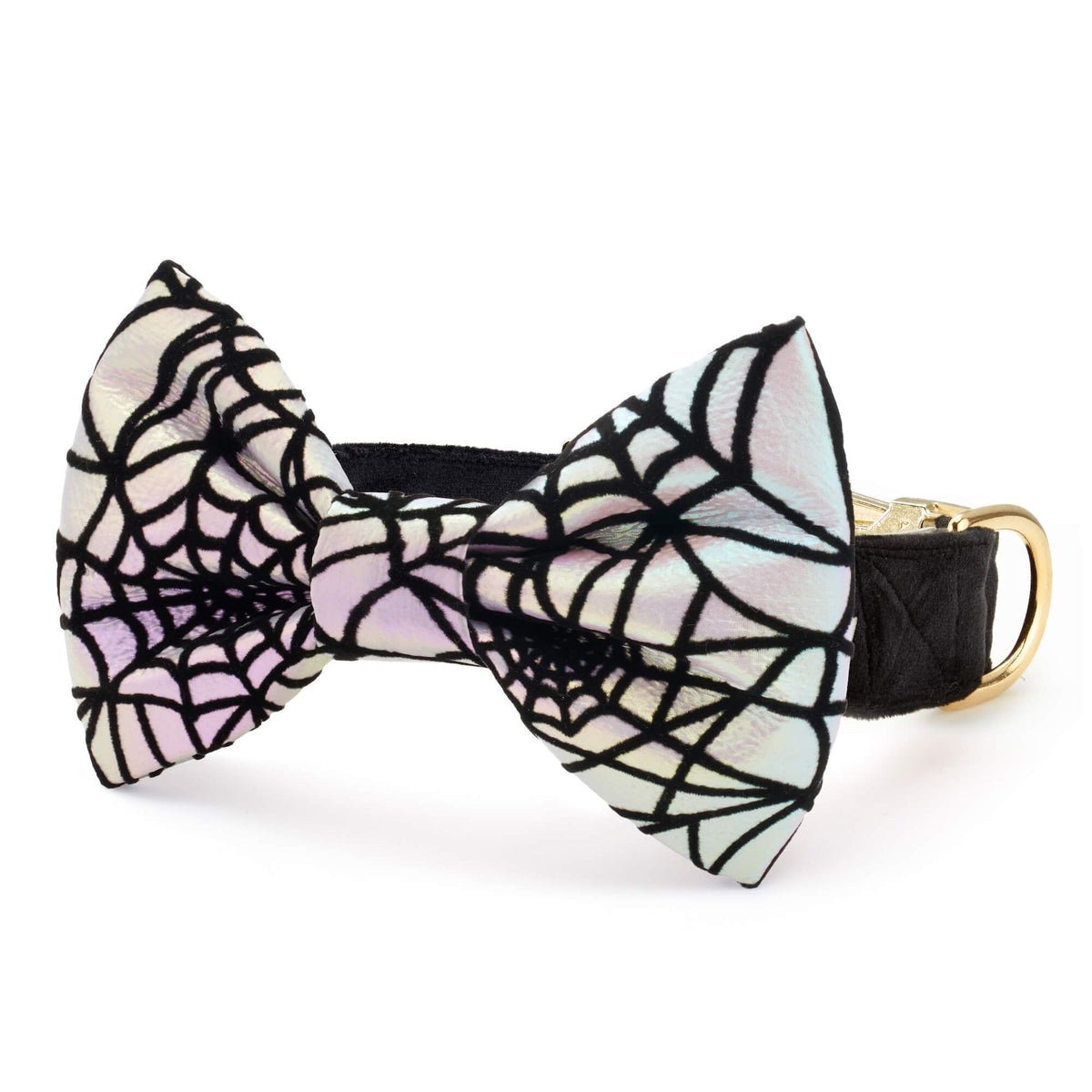 Holographic Spiderweb Bow Tie Collar