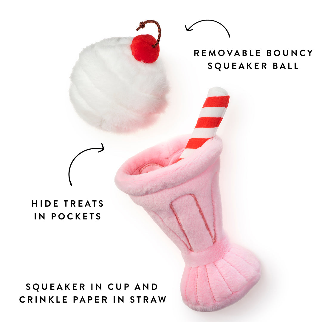 Strawberry Milkshake Interactive Snuffle Dog Toy