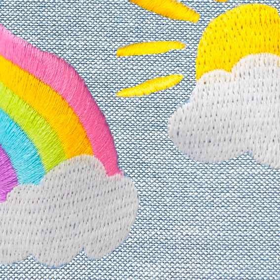 Sunshine and Rainbows Embroidered Lady Dog Bow