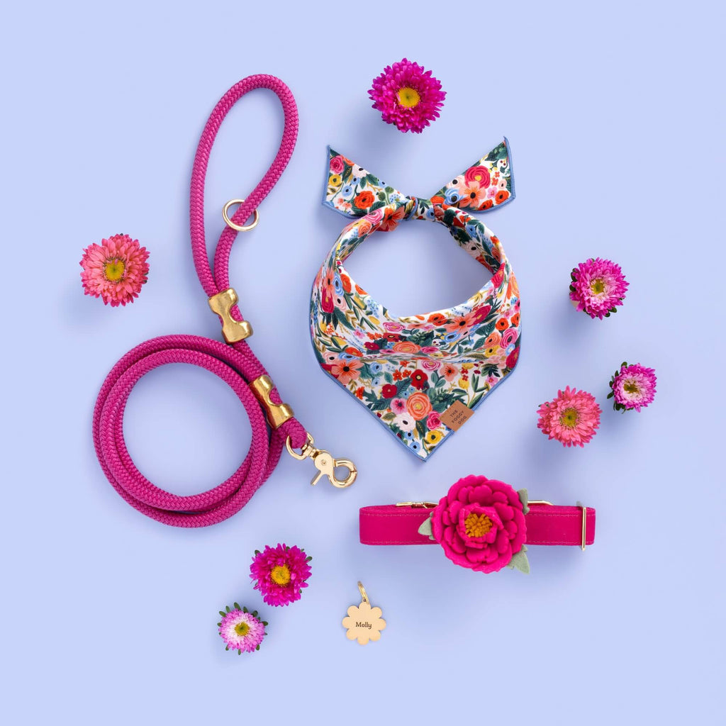 Hot Pink Peony Dog Collar Flower Set
