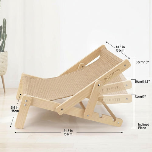 Sisal Cat Scratcher Bed with Adjustable 4-Position for Cats Scratcher Lounge, 2 in 1 Cat Sisal Chair for Indoor Cats Hammock for Scratching Pad, Natural Lounger Chair