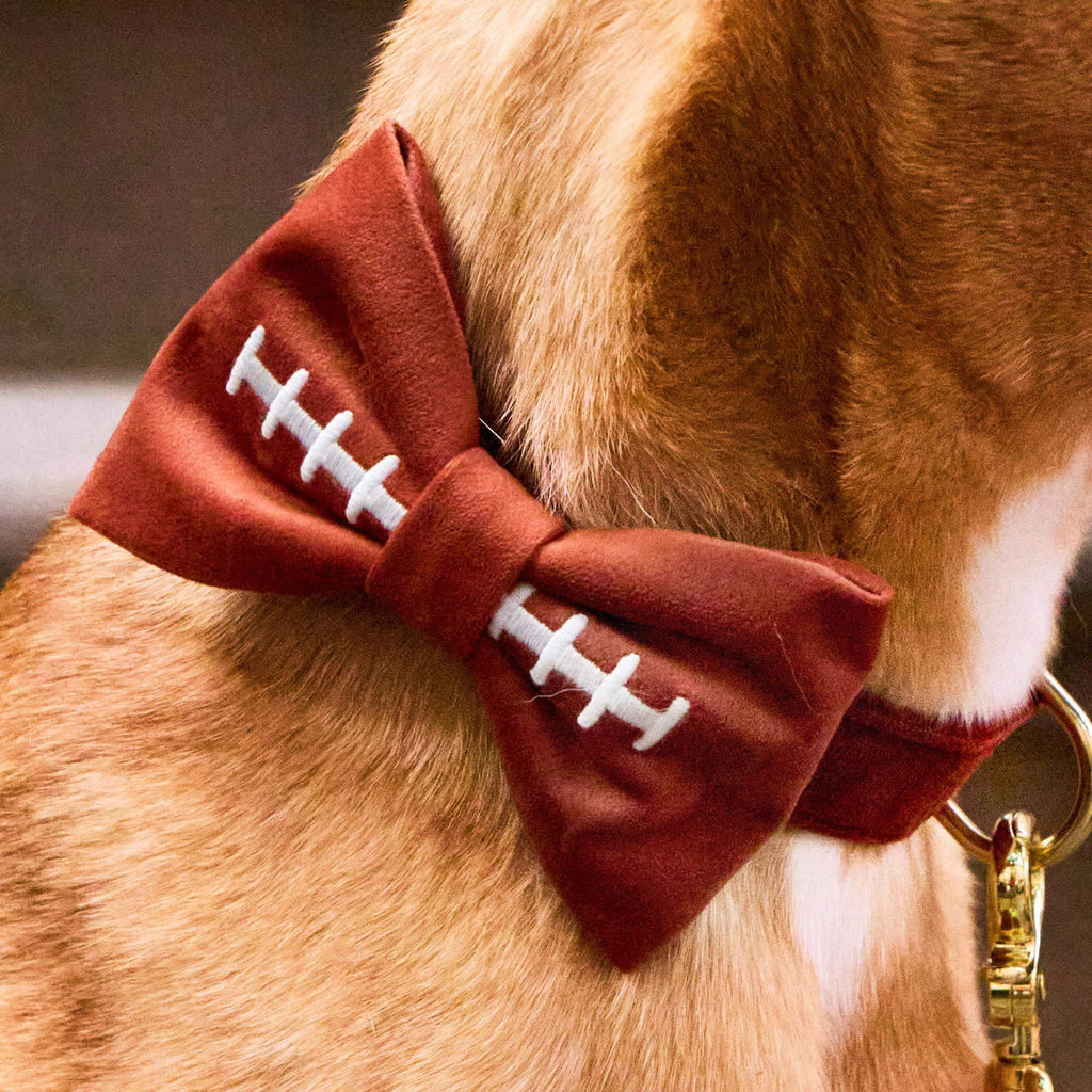 Football Embroidered Dog Bow Tie